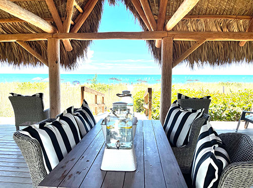 Casey Key Resort Pavilion Table Chairs Beach Club Umbrelas